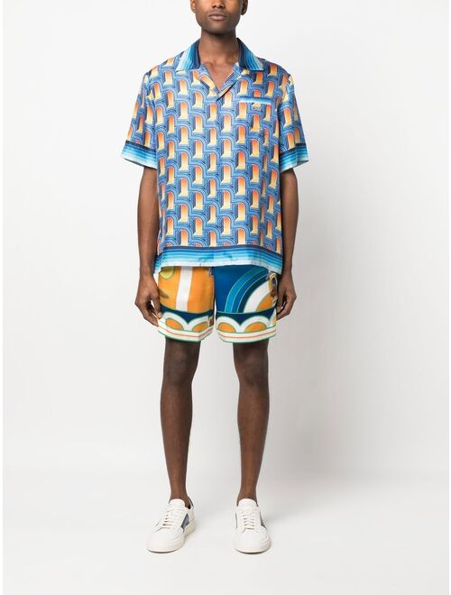 Casablanca Paysage printed silk shorts