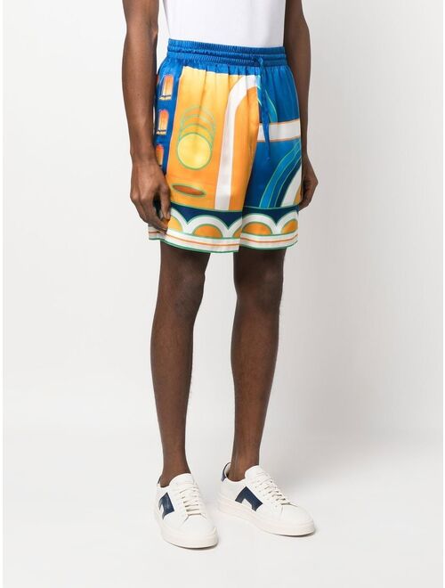 Casablanca Paysage printed silk shorts