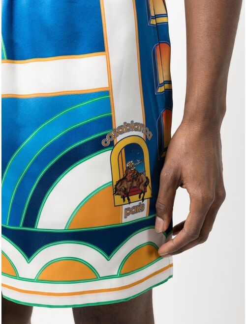 Casablanca Paysage printed silk shorts