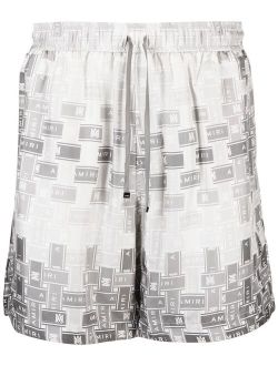 pattern-logo-printed silk shorts