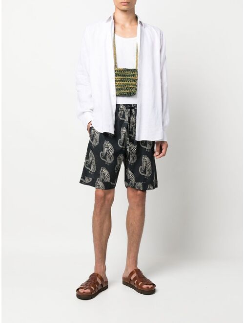 Desmond & Dempsey Sansindo tiger-print pajama shorts