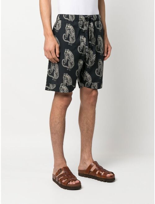 Desmond & Dempsey Sansindo tiger-print pajama shorts