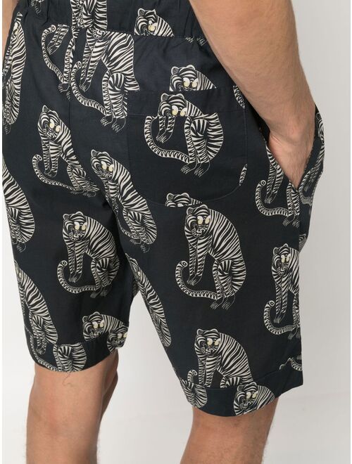 Desmond & Dempsey Sansindo tiger-print pajama shorts