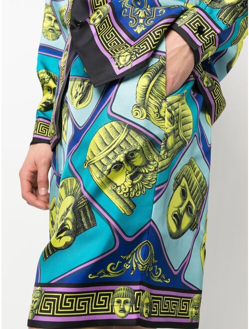 Versace Le Maschere print silk shorts