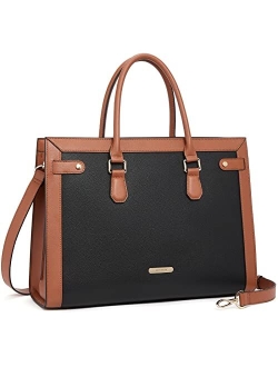 Laptop Bag for Women 15.6 inch Leather Briefcase Computer Handbag Stylish Work Tote