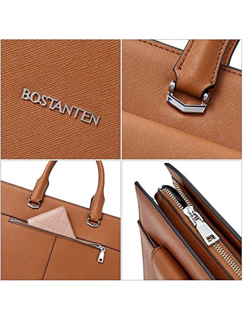 BOSTANTEN Briefcase for Women Laptop Tote 15.6 Inch Genuine Leather Handbag Work Bag