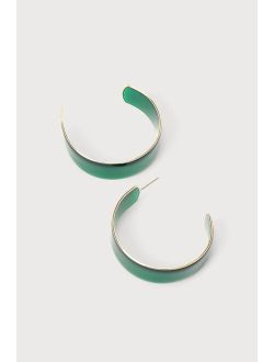 Simplest Perfection Green Acrylic Hoop Earrings