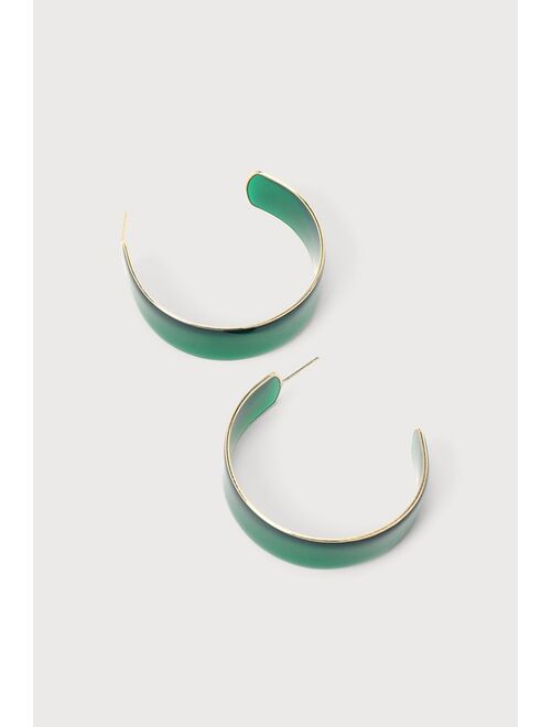 Lulus Simplest Perfection Green Acrylic Hoop Earrings