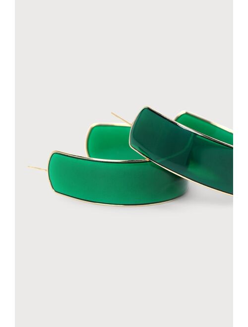 Lulus Simplest Perfection Green Acrylic Hoop Earrings