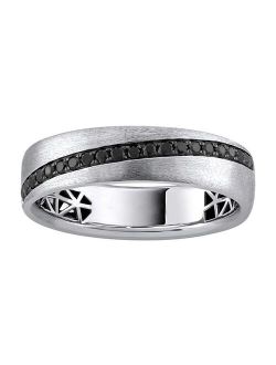 Men's LOVE CLOUD 10k White Gold 1/3 Carat T.W. Round Cut Black Diamond Wedding Band