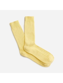 Ribbed cotton-blend socks