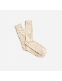 Ribbed cotton-blend socks