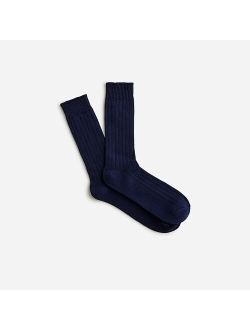 Ribbed cotton-blend socks