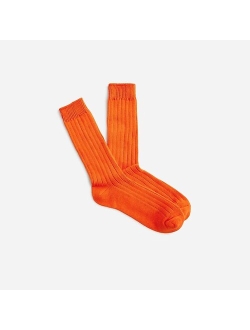 Ribbed cotton-blend socks