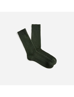 Ribbed cotton-blend socks