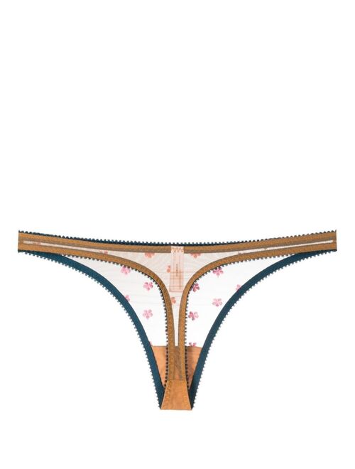 Dora Larsen floral-embroidery thong