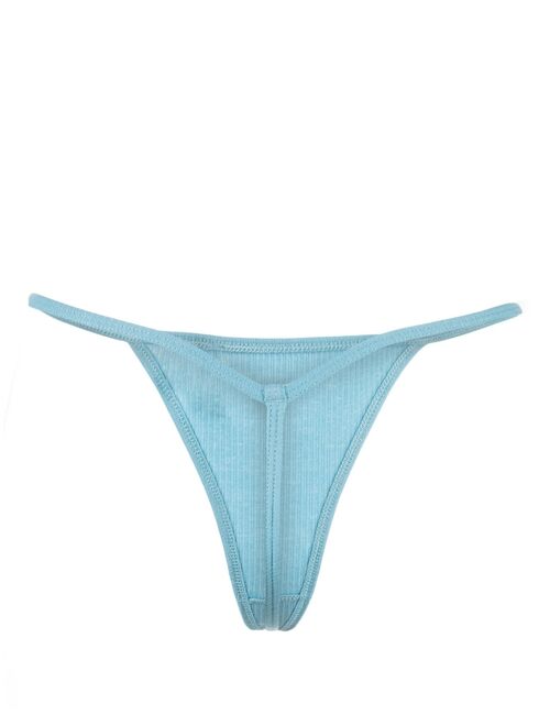 Baserange ribbed-knit organic cotton thong