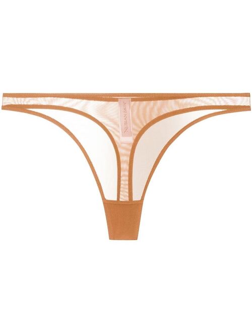 Nubian Skin tulle-panel low-rise thong 3-pack