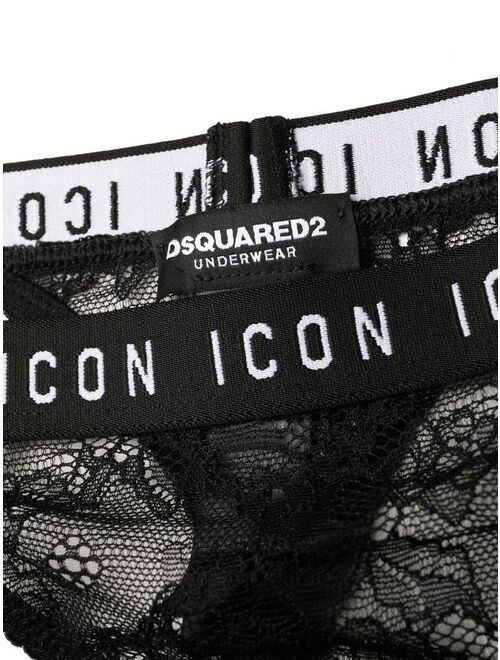 Dsquared2 logo-waist lace thong