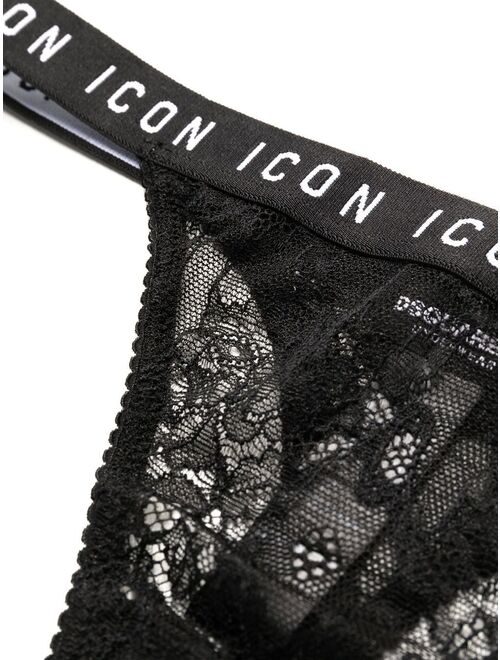 Dsquared2 Icon-waistband lace thong