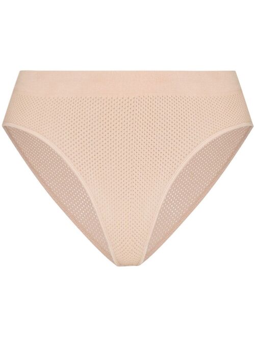 Baserange high-waisted mesh-panel briefs