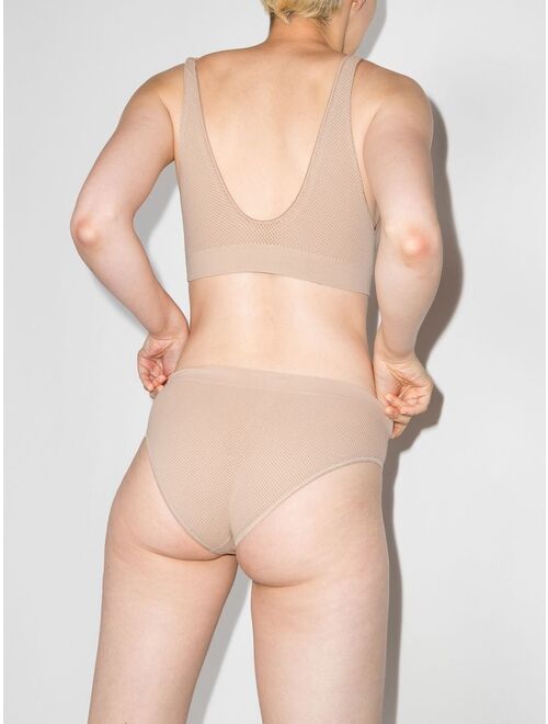 Baserange high-waisted mesh-panel briefs