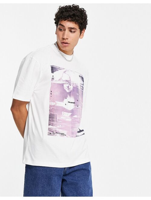 River Island portrait print t-shirt in white