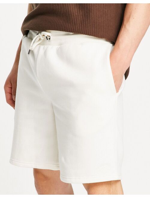 River Island slim jersey shorts in ecru