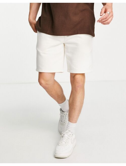 River Island slim jersey shorts in ecru