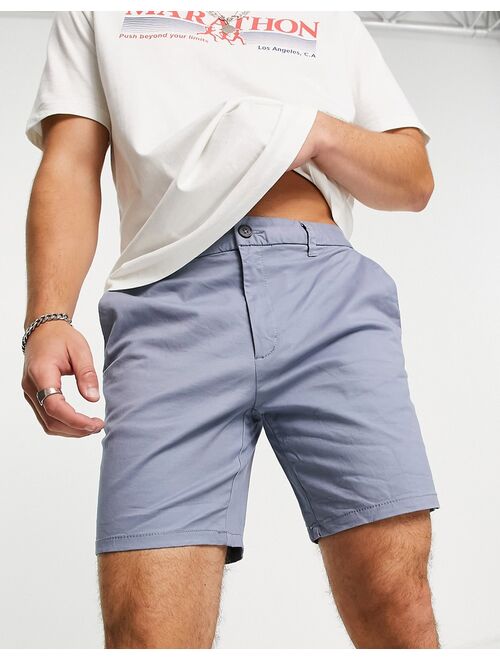 River Island skinny chino shorts blue