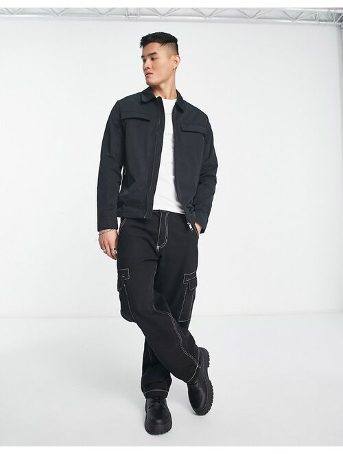 River Island nylon zip jacket in black