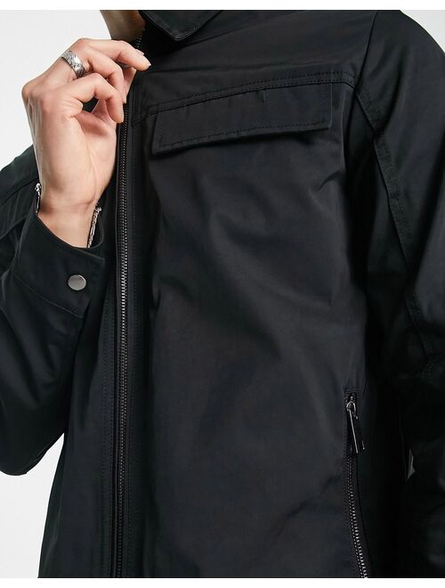 River Island nylon zip jacket in black