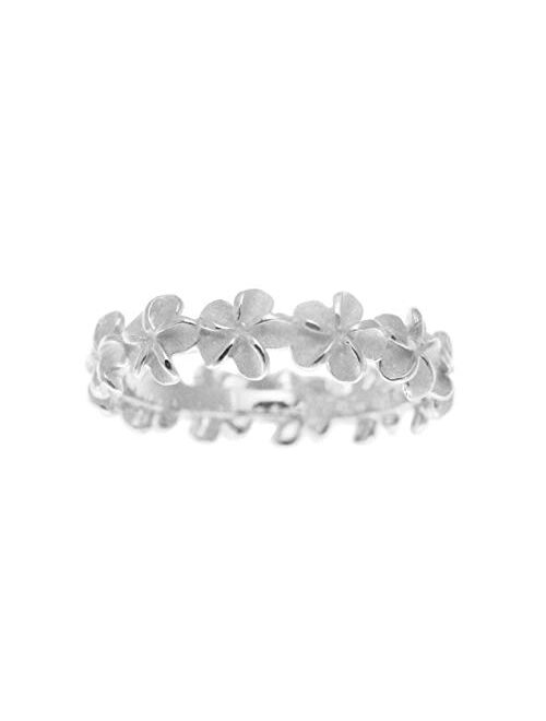 Arthur'S Jewelry 925 sterling silver Hawaiian 5mm plumeria flower lei ring size 2-11