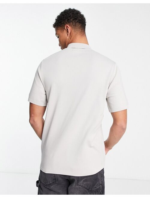 River Island stripe detail polo in stone