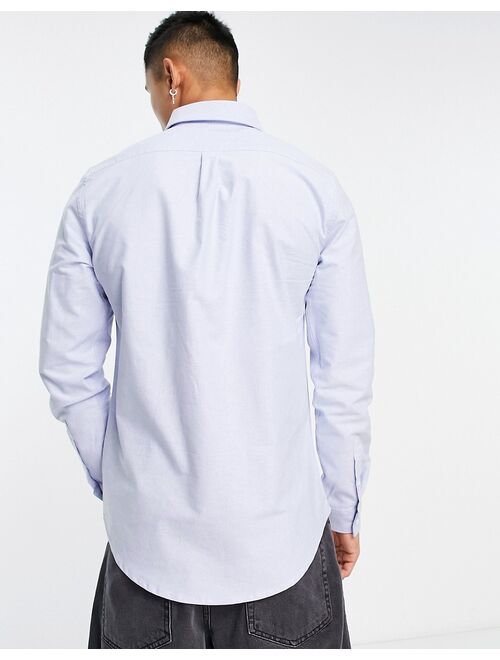 River Island embroidered stretch oxford shirt in blue