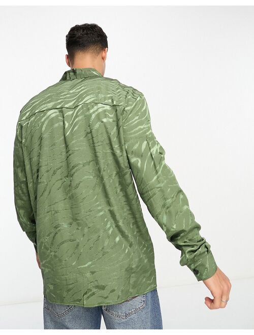 River Island long sleeve zebra shirt in green