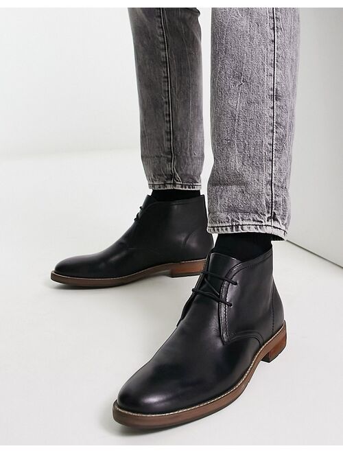 River Island smart leather boots in black