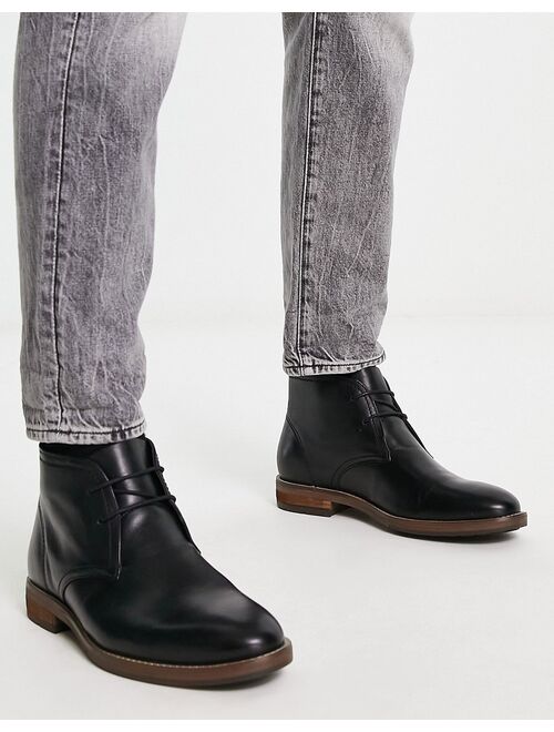 River Island smart leather boots in black