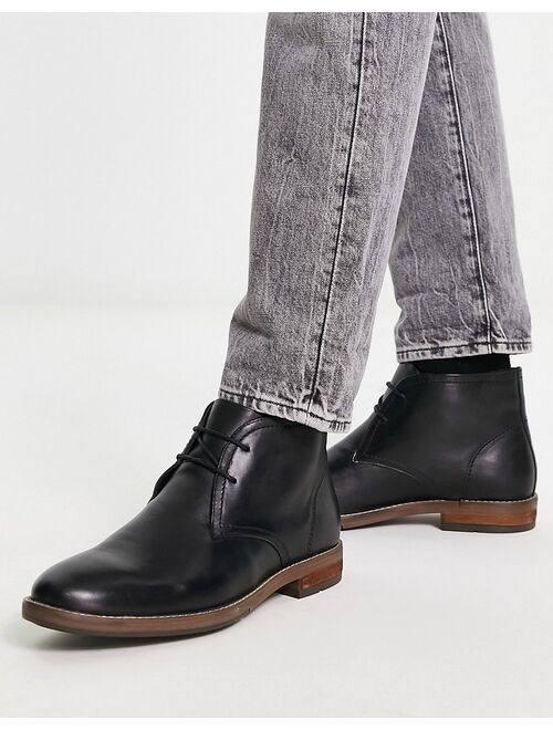 River Island smart leather boots in black