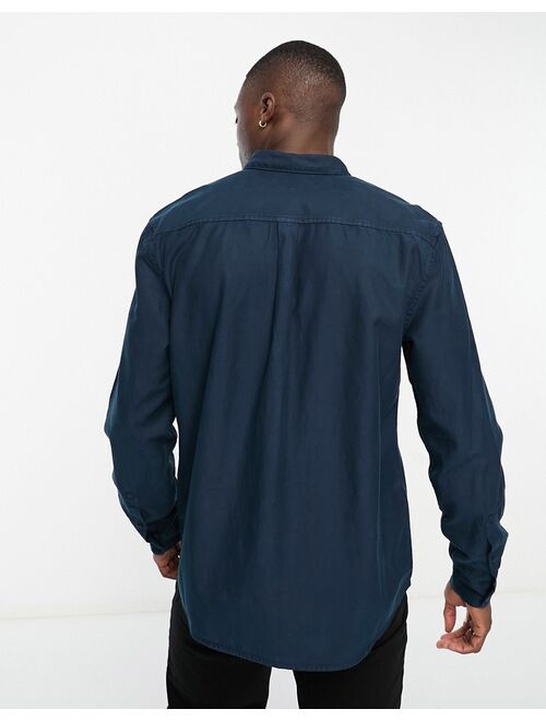 River Island long sleeve shirt in dark blue