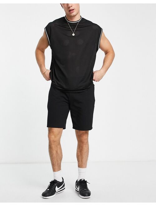 River Island slim jersey shorts in black