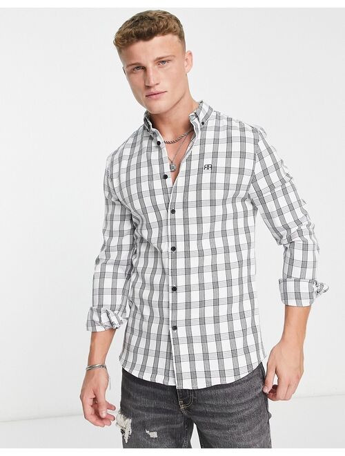 River Island long sleeve check shirt in white