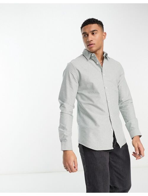 River Island long sleeve smart oxford shirt in green