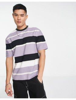 regular textured stripe t-shirt in purple