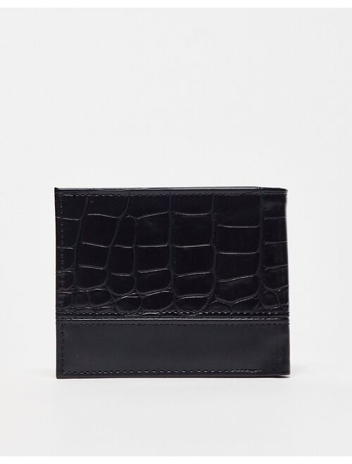 River Island croc bifold wallet in black