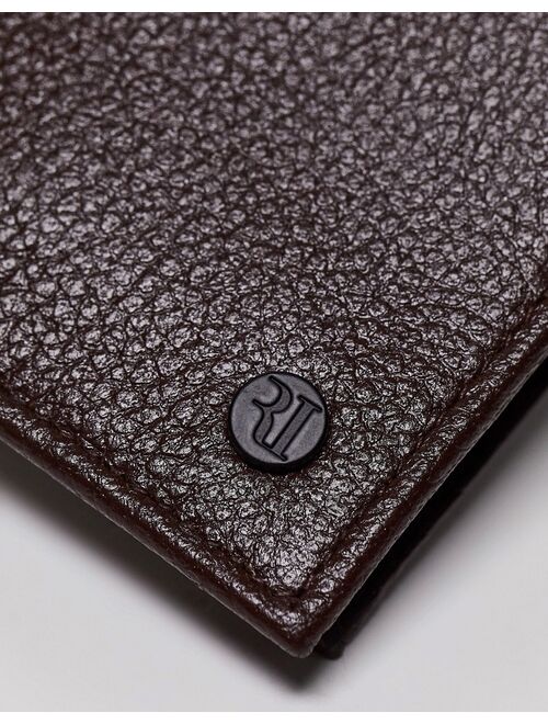 River Island pebbled bifold wallet in brown