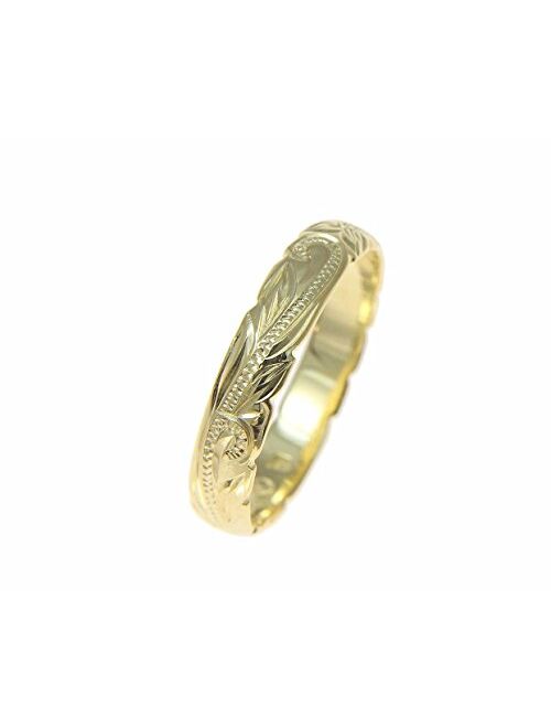 Arthur's Jewelry 925 Sterling Silver Yellow Gold Plated 4mm Hawaiian Scroll Cut Out Edge Ring Band Size 1 to 14