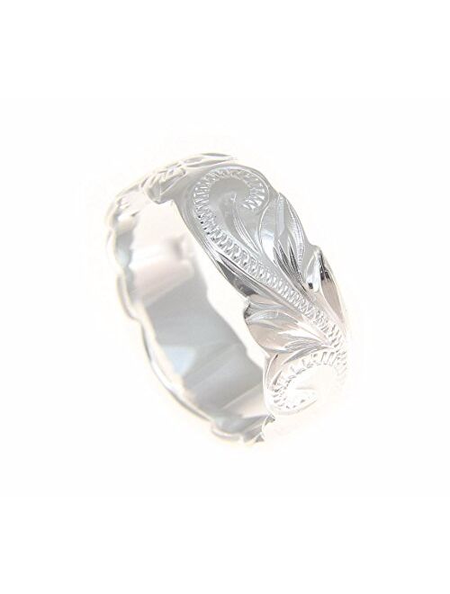 Arthur's Jewelry Sterling Silver 925 Hawaiian 8mm Ring Plumeria Flower Scroll Scallop Cut Out Size 3 to 12