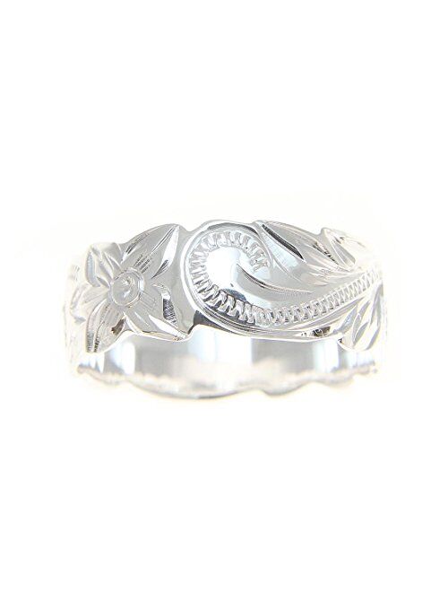 Arthur's Jewelry Sterling Silver 925 Hawaiian 8mm Ring Plumeria Flower Scroll Scallop Cut Out Size 3 to 12