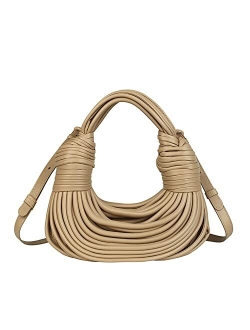 Lacelore Hand Woven Bread Handbag Women's Messenger Bag Creative Noodles Underarm Bag Leather Shoulder Bags